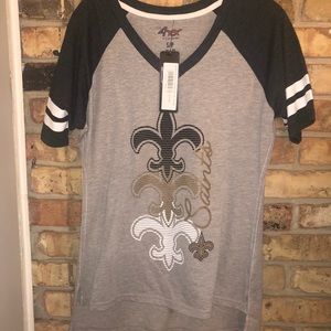 NWT Saints Fleur de Lis NFL Raglan Top